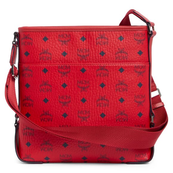 MCM Aren Logo Crossbody Bag Candy Red  1 year guarantee Included - Picture 4 of 7